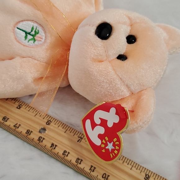 TY 2 Beanie Babies Bears  green ARIEL 2000 peach DEAREST 2000 NWT collectors - Picture 5 of 11